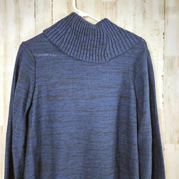 Emily Rose Asymmetrical Zipper Cowl Neck Sweater Blue Size Large - Picture 6 of 10